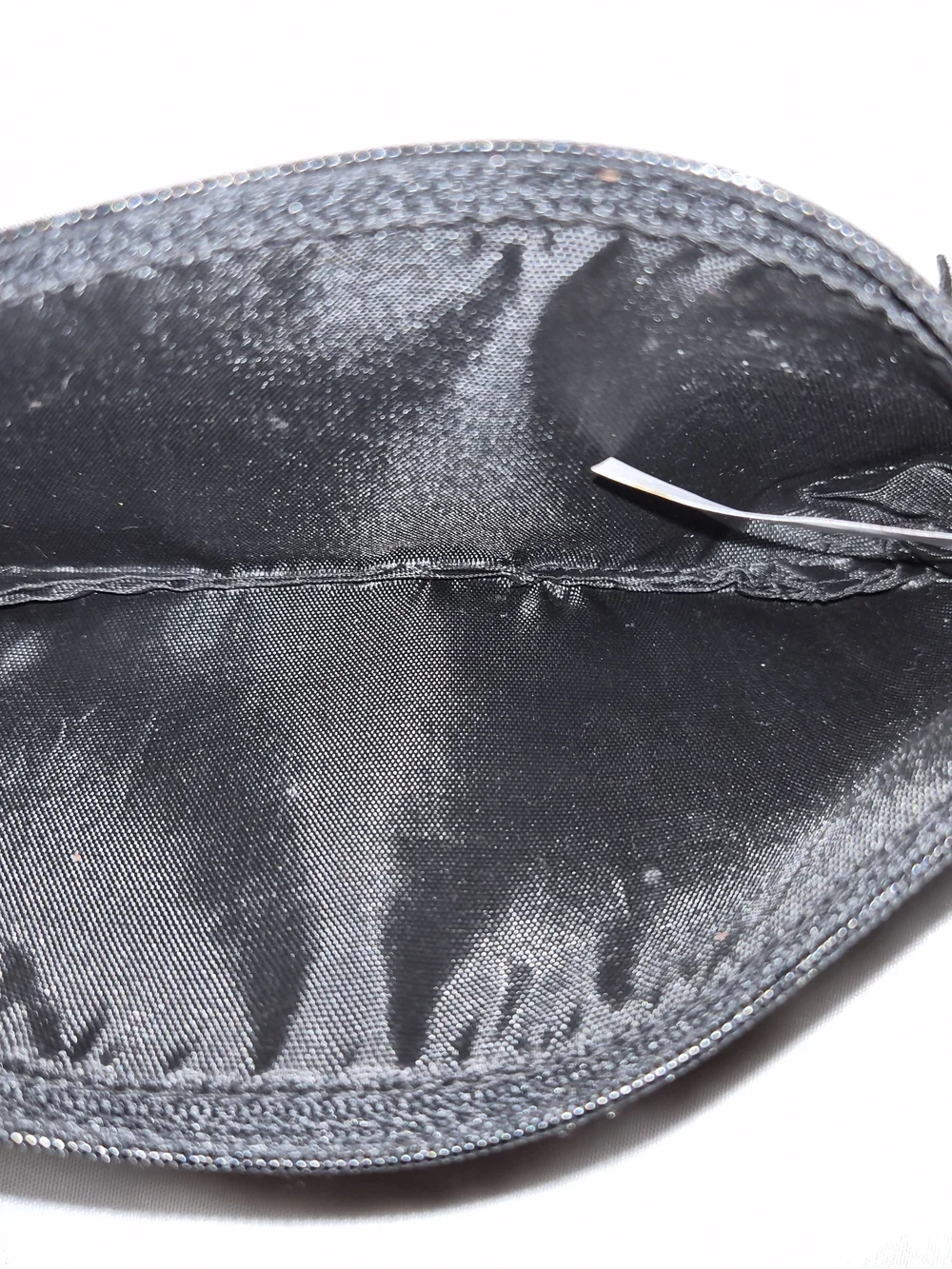 Black Pebbled Leather Tassel Cosmetic Pouch
